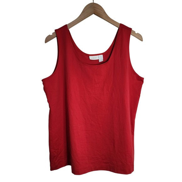 Chico's Tops - Chico's Tank Top Women Size 3 Red‎ Scoop Neck Stretch Sleeveless Basic Solid